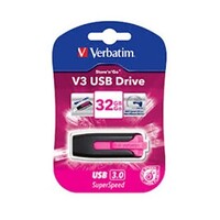 Verbatim 32GB V3 USB3.0 Pink Store'n'Go V3; Rectractable, Pink ~ MOD 49183