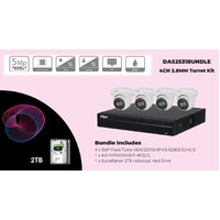 DAHUA Surveillance KIT with 4x HDW2531EMP-AS-0280B-S2-AUS + 1x NVR4104HS-P-4KS2/L, 1x 2TB HDD