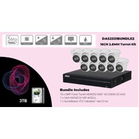 DAHUA Surveillance KIT with 10x HDW2531EMP-AS-0280B-S2-AUS + 1x NVR4216-16P-4KS2/L, 1x 3TB HDD