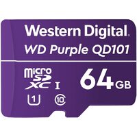 WD SC QD101 MicroSD Card 64GB Purple Surveillance Camera WDD064G1P0C