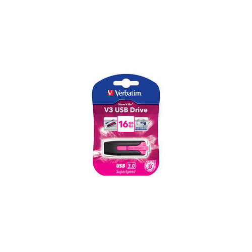 Verbatim 16GB V3 USB3.0 Pink Store'n'Go V3; Rectractable