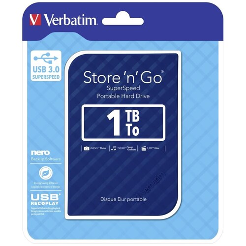 Verbatim 1TB 2.5' USB 3.0 Blue Store'n'Go HDD Grid Design