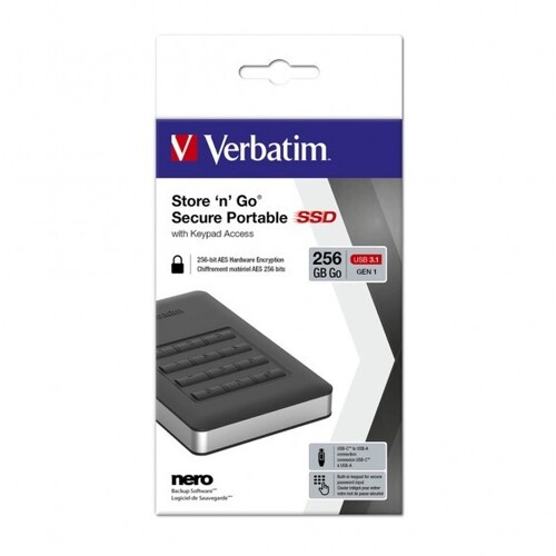 Verbatim USB 3.1 Store"n"Go Secure SSD w/Keypad Access 256GB - Black