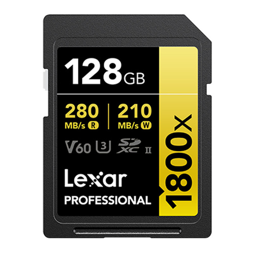 Lexar 128GB Professional 1800x SDXC UHS-II Gold Series Memory Card - 280MB/s