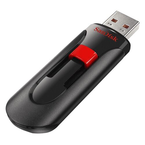 SanDisk  64GB Cruzer Glide 3.0 USB Flash Drive CZ600  USB3.0 Black with red slider retractable design