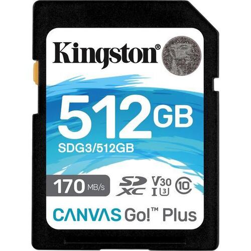 KINGSTON 512GB SDXC CANVAS GO PLUS 170R C10 UHS-I U3 V30 - SDG3/512GB