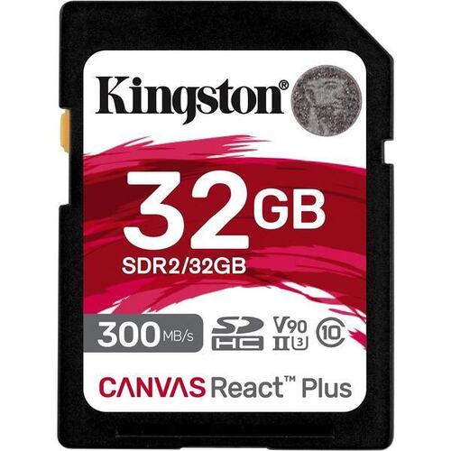 KINGSTON 32GB SDHC React Plus UHS-II 300R/260W U3 V90 Full HD/4K/8K - SDR2/32GB