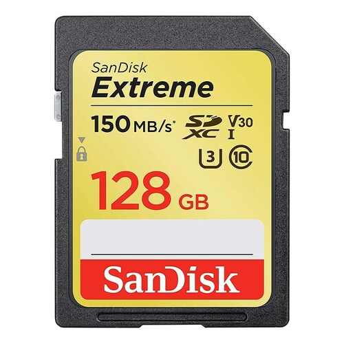 SanDisk 128GB Extreme SDXC UHS-I U3 V30 Class 10 Memory Card - 150MB/s