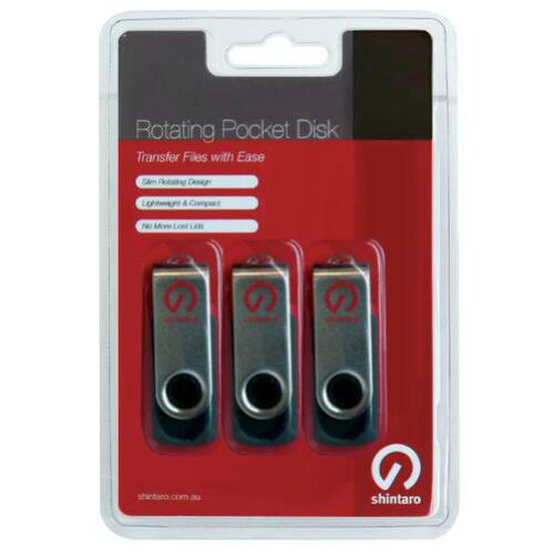 Shintaro 16GB Rotating Pocket Disk 3 Pack USB2.0