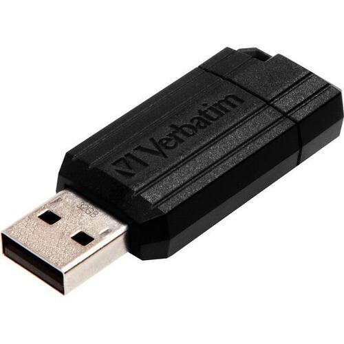 VERBATIM PINSTRIPE USB 2.0 DRIVE 64GB BLACK (MICROBAN) - 66781