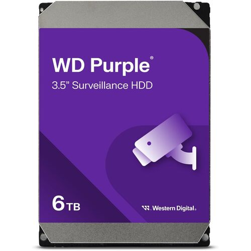 Western Digital WD Purple 6TB 3.5' Surveillance HDD 5400RPM 64MB SATA3 175MB-s 180TBW