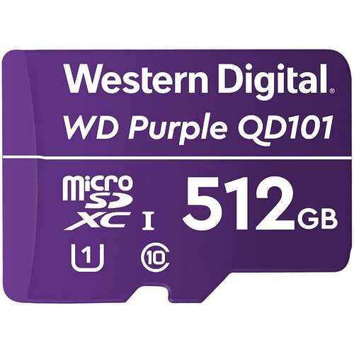 WD SC QD101 MicroSD Card 512GB Purple Surveillance Camera WDD512G1P0C